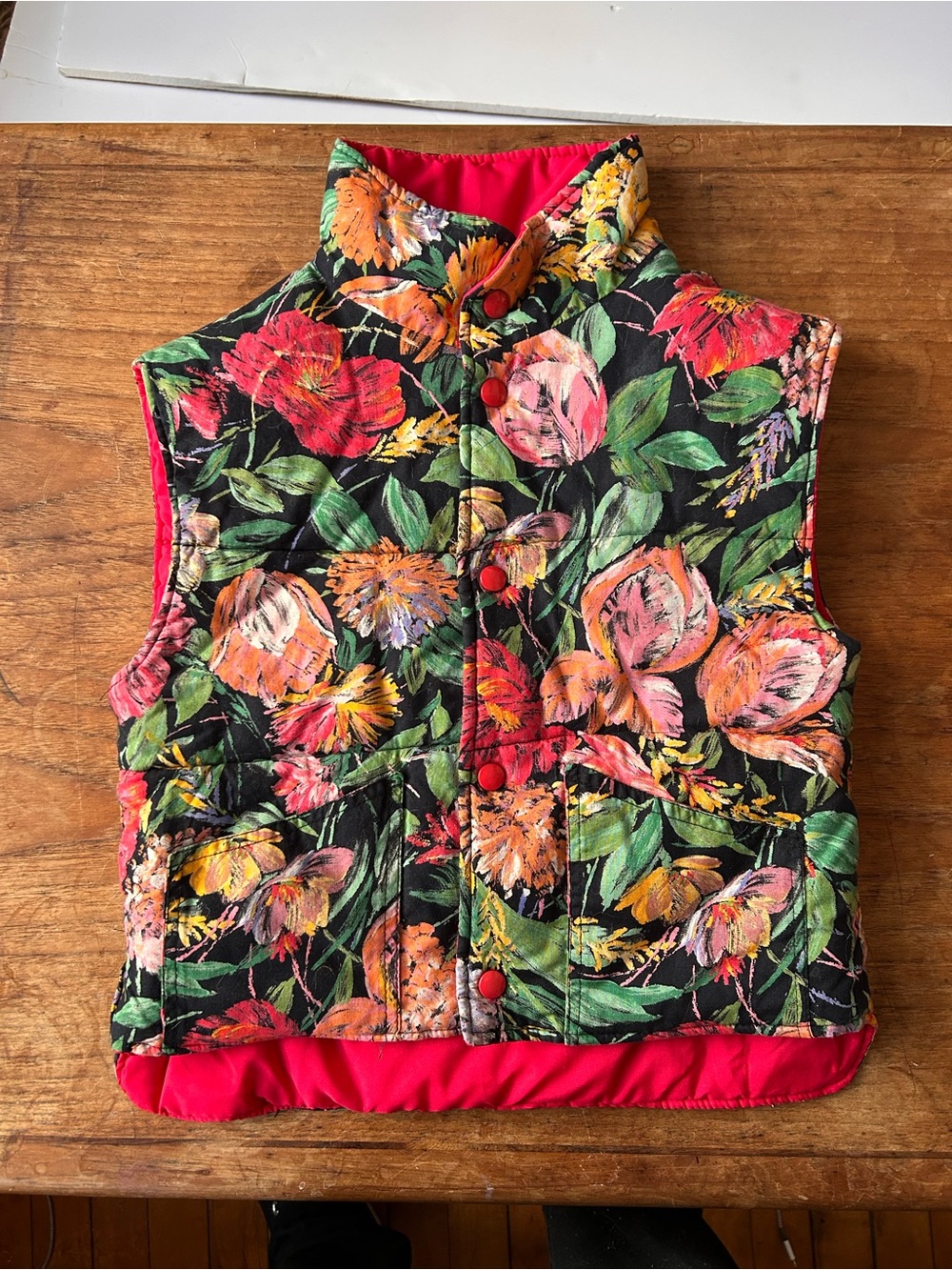 Vintage 1980s Reversible Quilted Puffer Vest, (approximate size) Medium